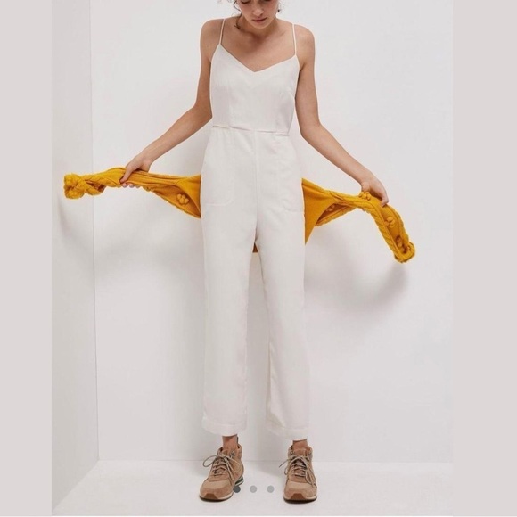 Maeve by Anthropologie Magdalena Jumpsuit – Modern Bridal Chic - White - Sz 12T - Picture 4 of 15